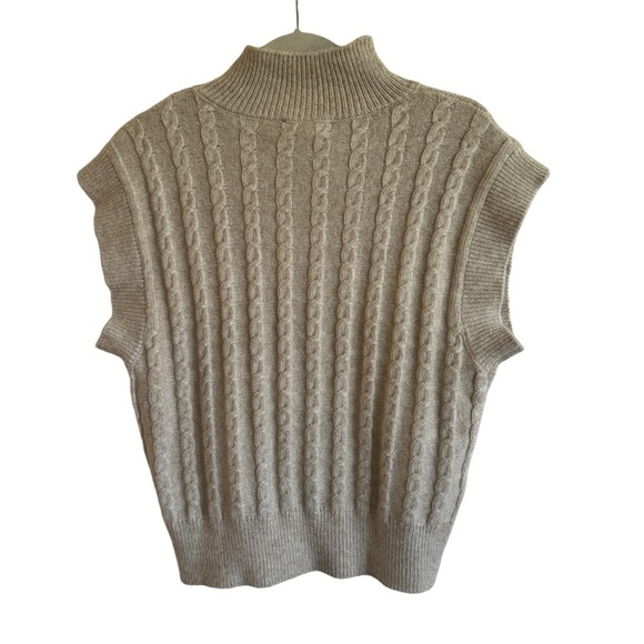 Cupcakes & Cashmere Oatmeal Cable Knit Sweater Vest, Size S - Picture 5 of 6